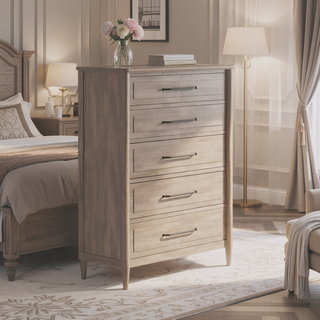 Sunvega 5 Drawer Chest with Sand Finish and Cedar Lined Bottom Drawer