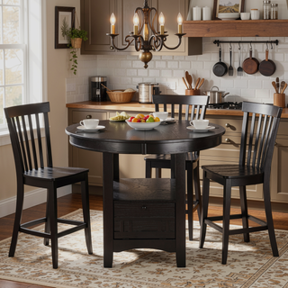 Sunvega Antique White and Rosy Brown Finish Counter Height Dining Table with Extension Leaf
