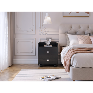 Sunvega Aura Nightstand End Table with Two Drawers Metal Handle and Superior Top