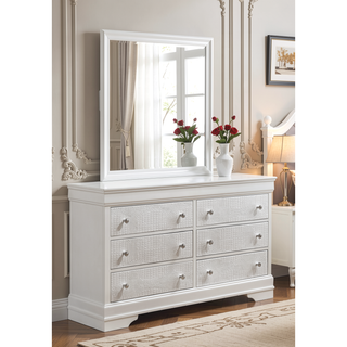Sunvega Blaze Modern Style White Wood Dresser with Six Spacious Drawers