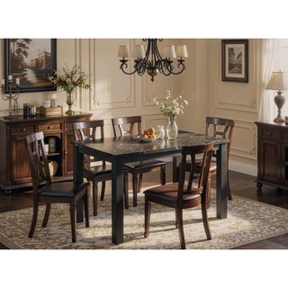 Sunvega Black Faux Marble Top Rectangular Dining Table with Strong Black Finish