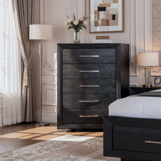 Sunvega Black Contemporary Chest with Chrome Legs and English Dovetail Drawer