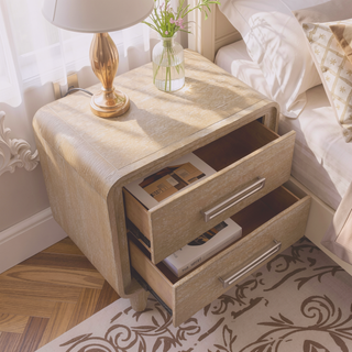 Sunvega Modern Nightstand with 2 Storage Drawers Natural Finish Wooden Bedroom Furniture