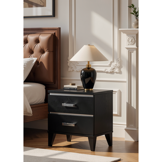 Sunvega Modern Nightstand with Two Spacious Drawers and Wooden Tapered Legs