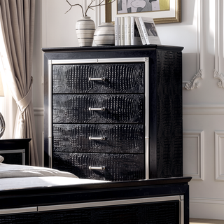 Sunvega Contemporary Silver Chest with Crocodile Texture Diamond Crust Handles