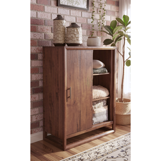 Sunvega Modern Rustic Gentleman's Chest with Sliding Door and Five Drawers