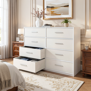 Sunvega 8-Drawer Dresser with Large Fabric Storage and Premium Wooden Frame