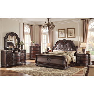 Sunvega Traditional Style End Table with Marble Top and Three Drawers