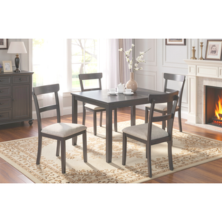 Sunvega Modern Natural Finish Wooden Top Dining Table and 4 Cushioned Chairs Set