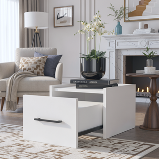 Sunvega Wall-Mounted Nightstand with Sleek Single Drawer and Spacious Top Shelf