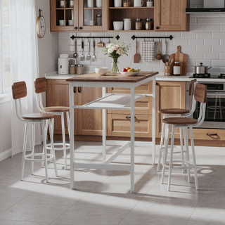 Sunvega 5 Piece Counter Height Table and Chairs Set for 4 with Backrests and Footrests