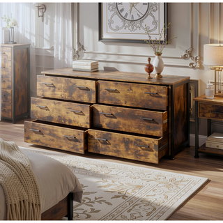 Sunvega Industrial Style Dresser with Rustic Oak and Black Finish