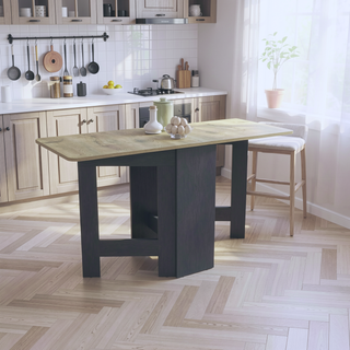 Sunvega Black Macadamia Expandable Folding Table with Three Forms and Sturdy Legs