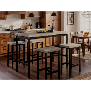 Sunvega Contemporary Two-Tone Gray and Black Counter Height Dining Table Set