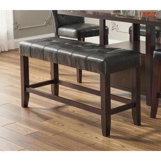Sunvega Silver Faux Leather Upholstered Tufted Seat Counter Height Bench