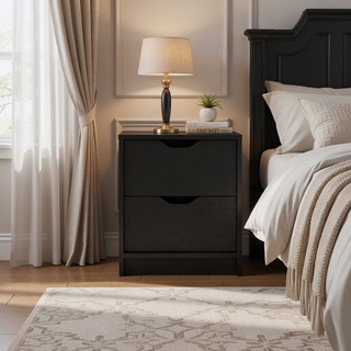 Sunvega White Nightstand with Two Drawers for Bedroom or Living Room End Table
