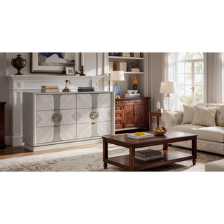 Sunvega Eternity Traditional Style 6-Drawer Dresser with Wood and Gold Accents