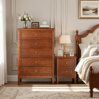 Sunvega Fully Assembled 6 Drawer Dresser with French Dovetail Wood Veneer Finish