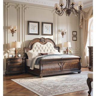 Sunvega Traditional Formal Style Nightstand with Marble Tops and Three Drawers