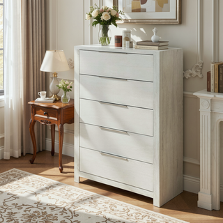 Sunvega Modern Transitional Beige Finish Nightstand with Three Wooden Drawers