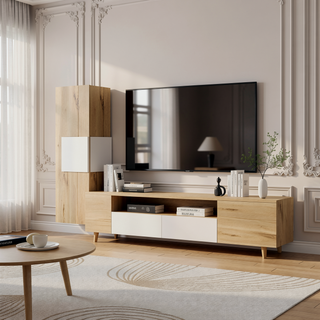 Sunvega Nottingham Light Oak-White Medicine Cabinet with Three Interior Shelves