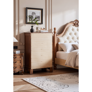 Sunvega Traditional Style Bedroom Chest with Carved Bases and Curved Mouldings