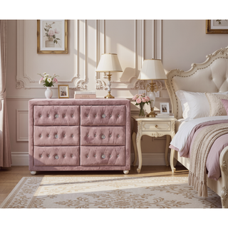 Sunvega Stylish Upholstered Fabric Chest with Arched Headboard and Drawers