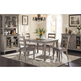 Sunvega Modern Natural Finish Wooden Top Dining Table and 4 Cushioned Chairs Set