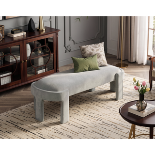 Sunvega Green Velvet Upholstered Bench with Foam Cushioned Seat and Durable Plywood Frame
