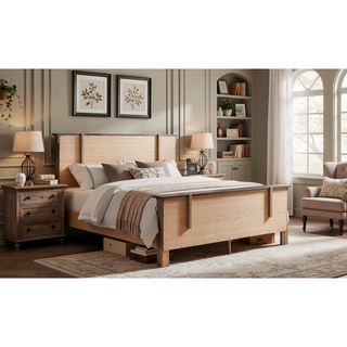 Sunvega Dark Brown Tufted Polyurethane Upholstered King Size Bed Frame