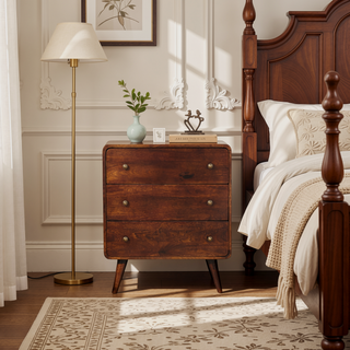Sunvega Curved California Walnut Chest with Nordic Legs and 3 Drawers