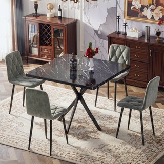 Sunvega Square Dining Table with MDF Top and Carbon Iron Legs for Kitchen Dining Room