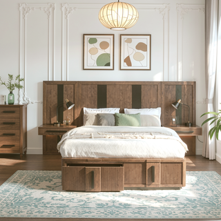 Sunvega Ash Brown Wooden Chest of Drawers with Five Roomy Storage Drawers