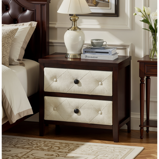 Sunvega Modern Walnut Finish Nightstand with Two Beautiful Storage Drawers