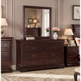 Sunvega Solid Wood Louis Philip Style Nightstand with Two Soft Close Drawers