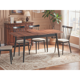 Sunvega Natural and Black Finish Dining Chair with Wooden Turn Legs