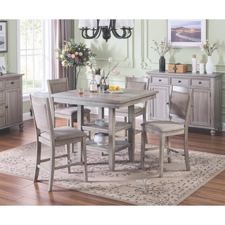 Sunvega Counter Height Dining Set with Shelve Base Table and Ladder Back Chairs