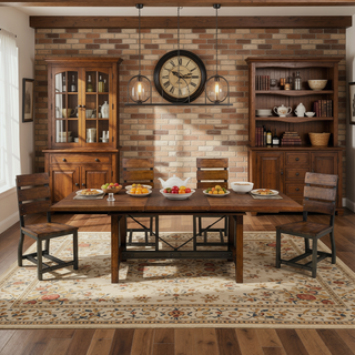 Sunvega 7-Drawer Dresser in Rustic Brown and Gunmetal Finish Wooden Furniture