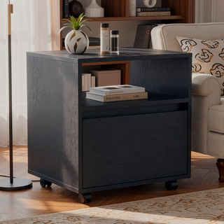 Sunvega One Drawer Nightstand in Black Wengue Finish for Small Spaces