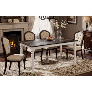 Sunvega Brown and White Gathering Dining Table with Leaf in Country Style