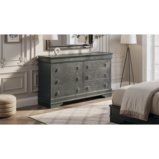 Sunvega Blaze Modern Style White Wood Dresser with Six Spacious Drawers