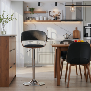 Sunvega Adjustable Swivel Bar Stool with Curved Seat and Back for Kitchen Counter