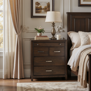 Sunvega Antique Brown Finish Six Storage Drawers Cedar Lined Dresser