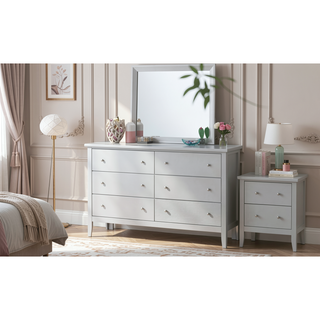 Sunvega Primo Silver Champagne Dresser with French Dovetail Drawers and Durable Print Finish