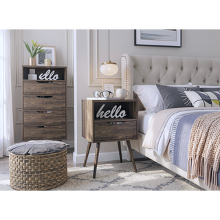 Sunvega Dark Walfinish Nightstand with Single Shelf and Four Legs