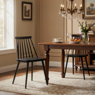 Sunvega Farmhouse Spindle Back Dining Chairs Set of 2 in Sturdy Polypropylene