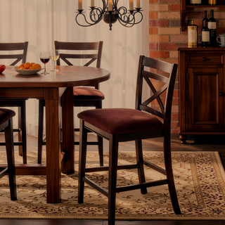 Sunvega Transitional Espresso Finish 5pc Dining Table Set with Cross Back Chairs
