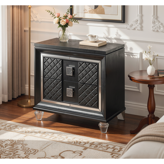 Sunvega Sawyer Nightstand with Two Spacious Drawers and Sparkling Trim