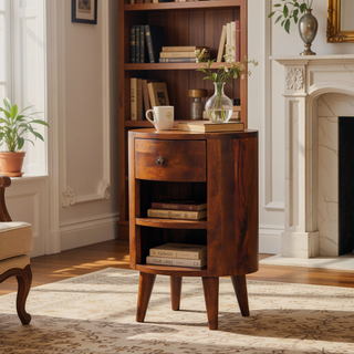 Sunvega Timeless Elegance Solid Wood Cortez Nightstand with Chestnut Finish