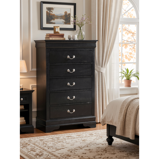 Sunvega Traditional Style Bedroom Chest with Carved Bases and Curved Mouldings